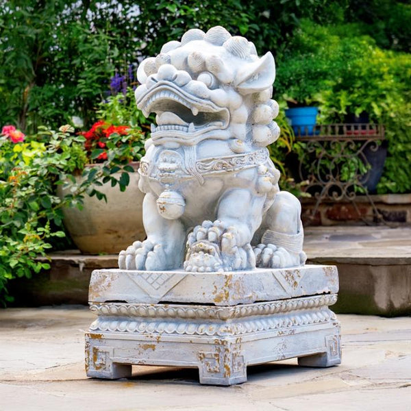 Set of 2 Magnesium Foo Dog Statues "Gan & An"