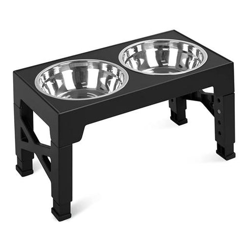 Dog Raised Bowls 5 Adjustable Heights Stainless Steel Elevated Foldable Double Bowl Dog Feeder