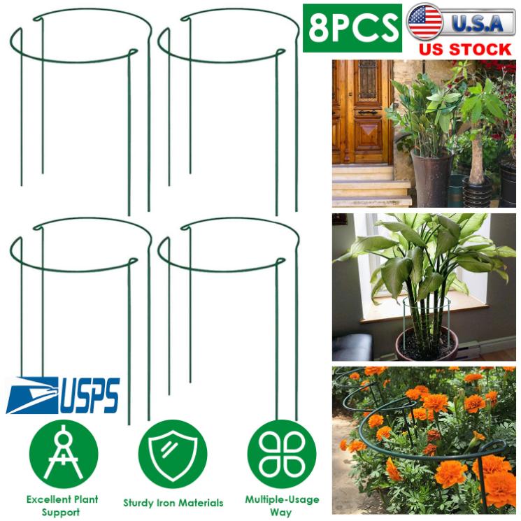 plastic ring plant supports iNova Half Round Garden Plant Support Stakes Flower Support Ring Cages in Green