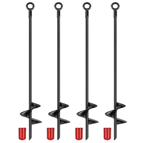 4 Pack Spiral Drill Bits Soil Hole Digging Heavy Duty Ground Auger Stakes Planter Digger