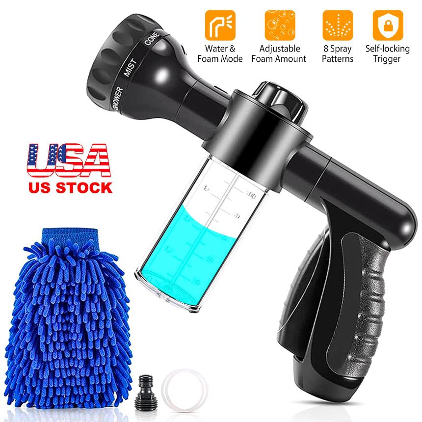 foam spray gun for garden hose 8 In 1 Foam Garden Hose Nozzle Soap Sprayer High Pressure Foam Cannon