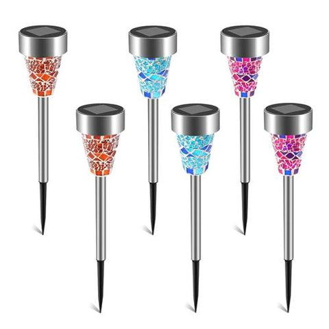 6 Pack Solar Garden Lights Outdoor Solar Pathway Lights Water-resistant Landscape Lights