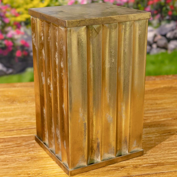 Set of 2 Assorted Gold Metal Decorative Pedestal Pillar Stands