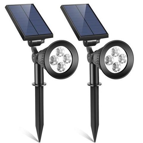 2 Pack Solar Spotlight Outdoor Dusk To Dawn Light Wall Path Lawn Garden Lamp