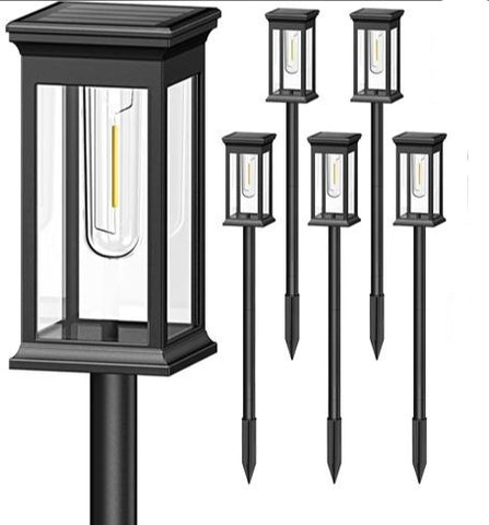 6 Pack Solar Powered Stake Lights Outdoor Pathway Decorative Landscape Lamps