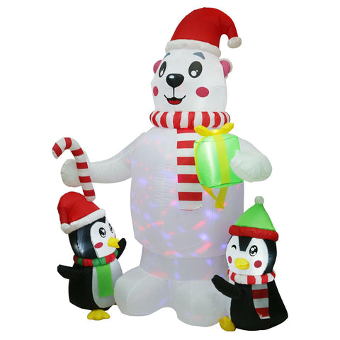 5.9FT Christmas Inflatable Outdoor Decoration Polar Bear Penguin Yard Blow Up Built-in Air Blower