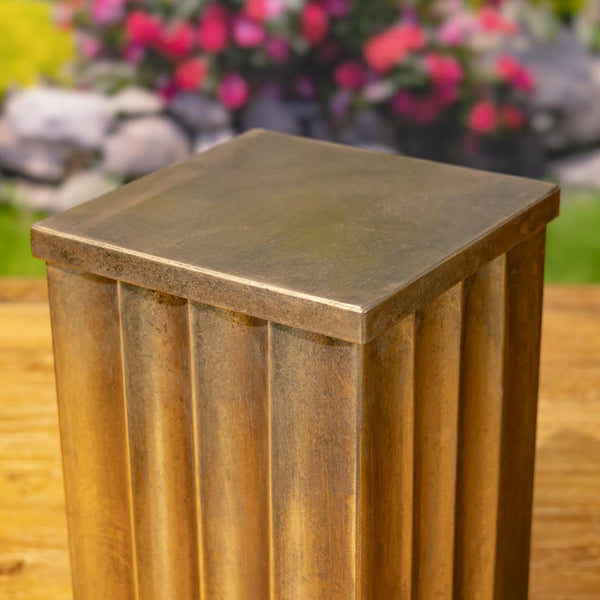 Set of 2 Assorted Gold Metal Decorative Pedestal Pillar Stands