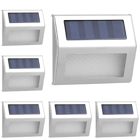 6 Pack Solar Step Lights Outdoor Deck Lights LED Fence Lamps Outside Garden Backyard Patio