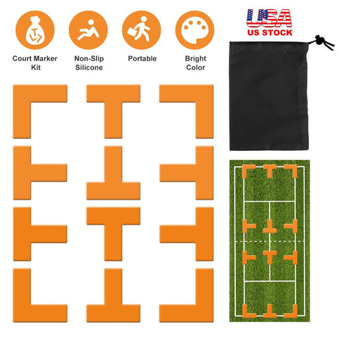 Pickle Ball Court Marking Boundary Kit T-Shaped L-Shaped Markers Lines Reusable