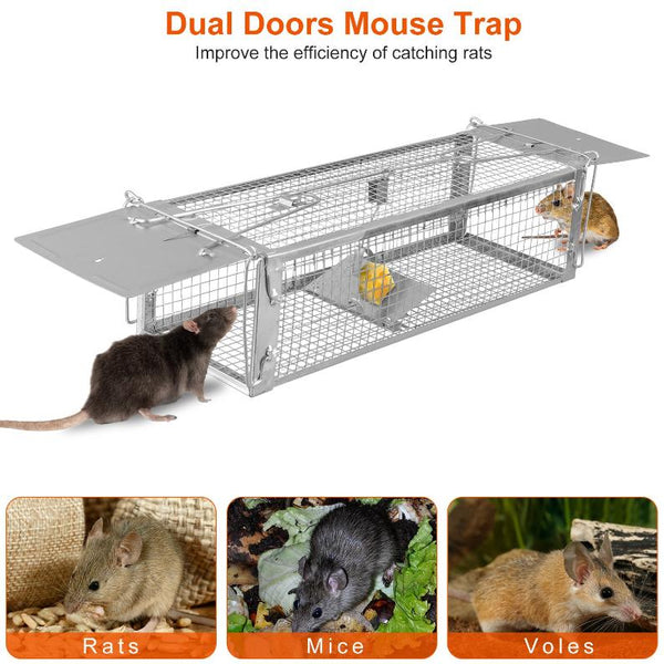 Mehs Mouse Humane Dual Door Rat Trap Cage Live Rodent Metal Mesh Mice Mouse Contr ...