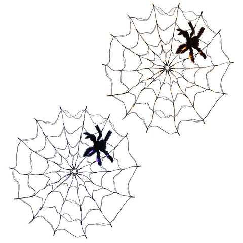 3 FT Spider Web Light Hairy Spider LED Battery Powered Remote Control 8 Lighting Modes