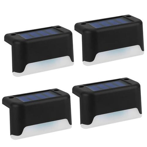 4 Pack Solar Powered LED Step Lights Outdoor Waterproof Dusk To Dawn Sensors