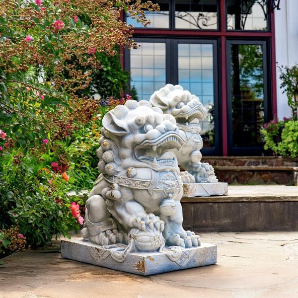 Set of 2 Magnesium Foo Dog Statues "Gan & An"