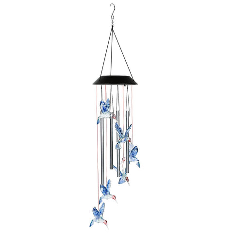 Solar Wind Chime Lights Hummingbird Decorative Lamp 7 Color Changing