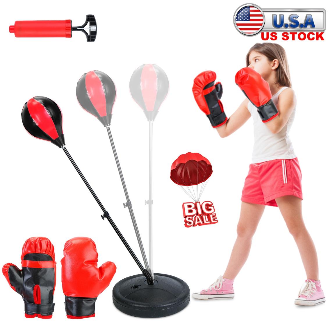 Punching Bag Kids Junior Boxing Set w/ Boxing Gloves Height Adjustable ...