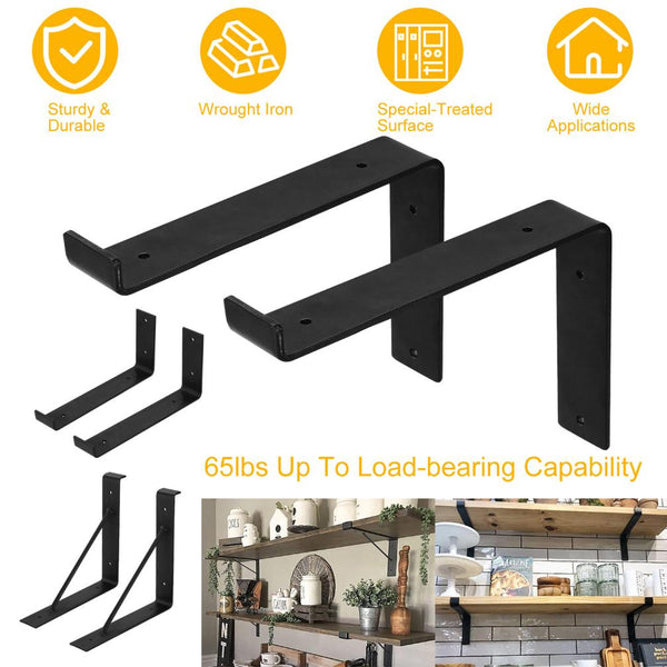 2 Pack Wall Mounted Shelf Bracket L-Shaped Metal Rack Support with Scr ...