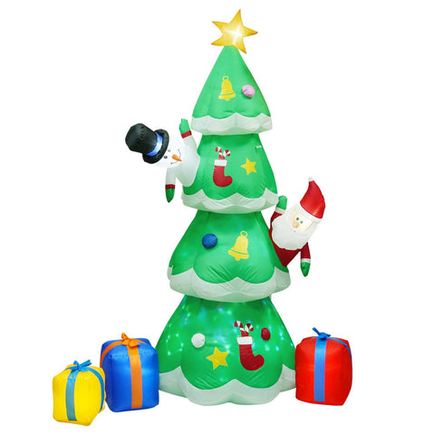 Christmas Inflatable Tree Gift Box Santa Claus Blow Up Yard Decoration Built-in Light Air Blower