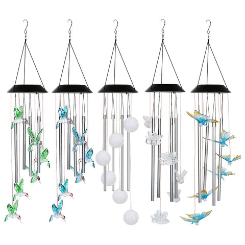 Solar Wind Chime Lights Bee Decorative Lamp 7 Color Changing Hanging String Lights