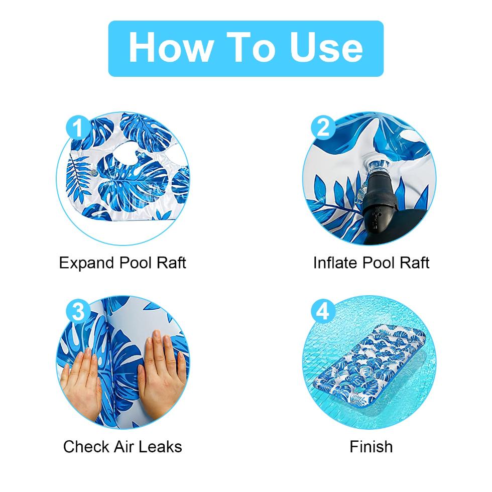 3 Pack Inflatable Pool Float Raft Water Lounge 330lbs Load-Bearing Mat ...