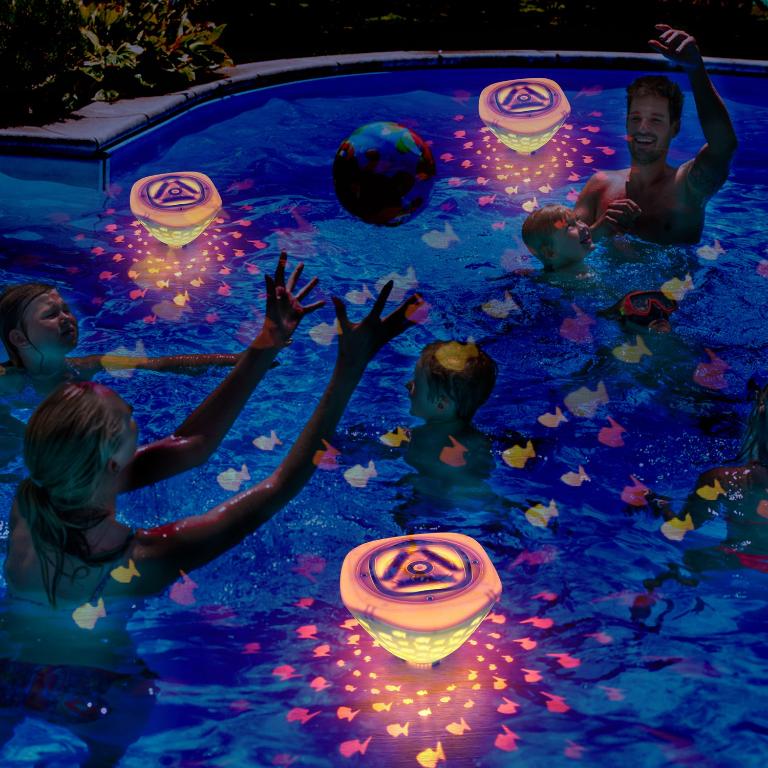 2Pcs Underwater Floating LED Light Colorful Fish Pattern 6 Lighting Mo ...