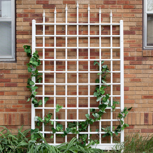 8 Ft Wall Mounted Trellis in White Vinyl Vine Growth Grid Made in USA