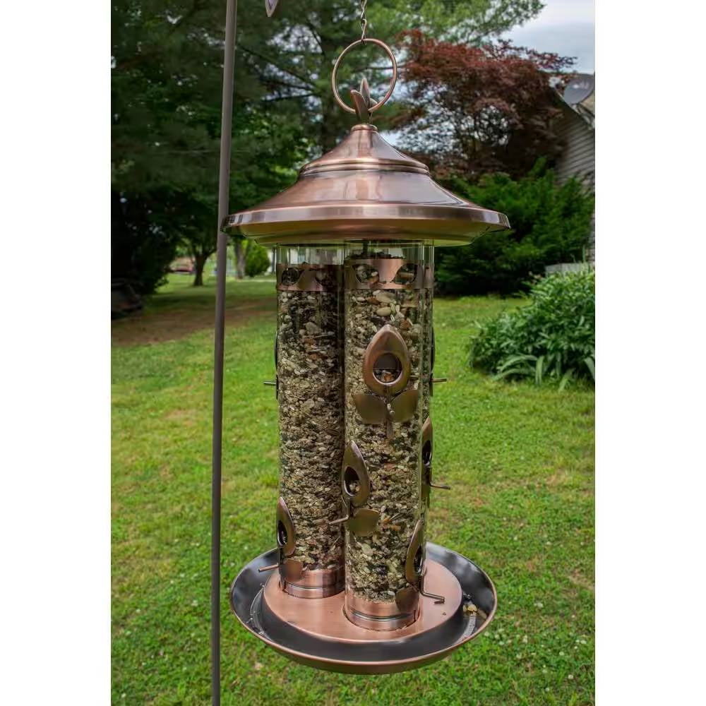 Bird Rass Large Copper Bird Feeder with 3 Tubes and 9 Feeding Ports – YardEpic