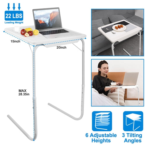 Foldable Tray Table Sofa TV Tray 6 Heights 3 Angles Laptop Desk Adjustable