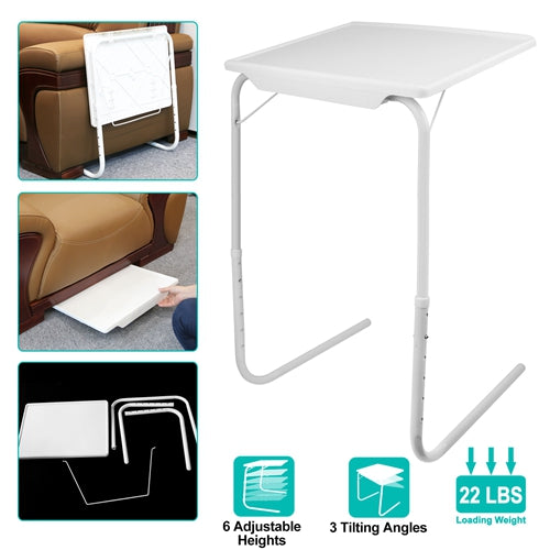 Foldable Tray Table Sofa TV Tray 6 Heights 3 Angles Laptop Desk Adjustable