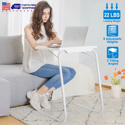 Foldable Tray Table Sofa TV Tray 6 Heights 3 Angles Laptop Desk Adjustable