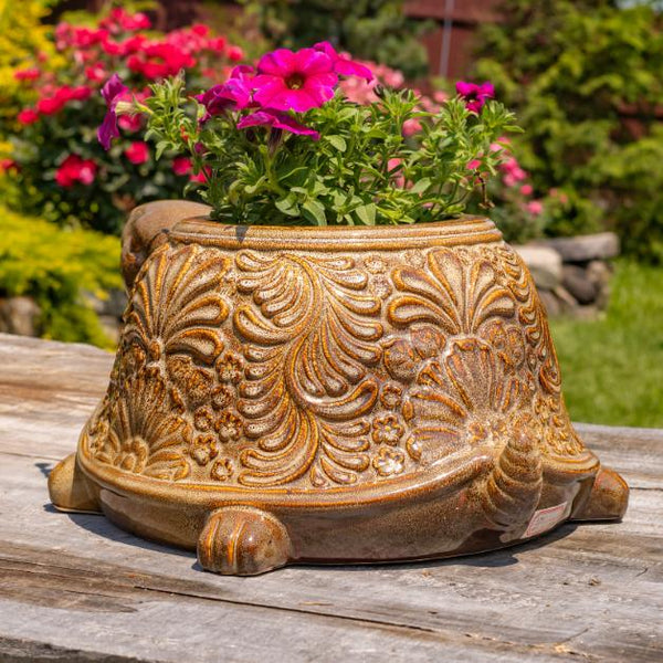 18.5" Hand Painted Ceramic Turtle Planter Pot "Maldives"