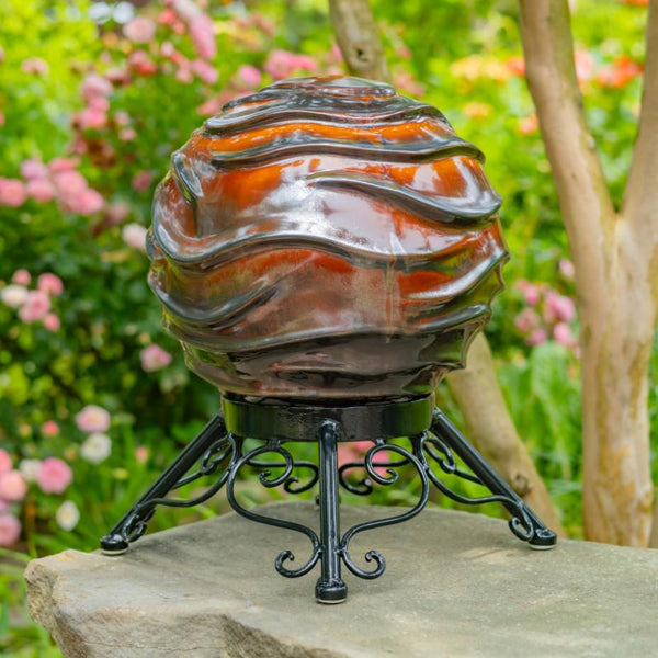 Set of 3 Assorted Porcelain Gazing Globes with Metal Stands
