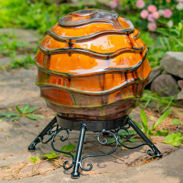 Set of 3 Assorted Porcelain Gazing Globes with Metal Stands