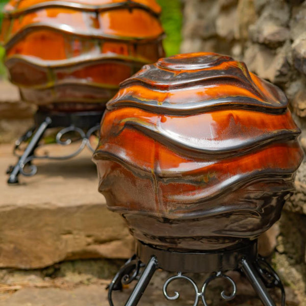 Set of 3 Assorted Porcelain Gazing Globes with Metal Stands