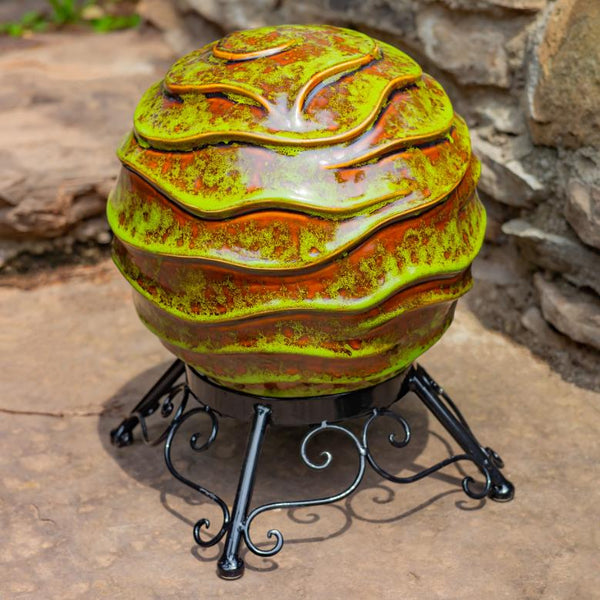 Set of 3 Assorted Porcelain Gazing Globes with Metal Stands