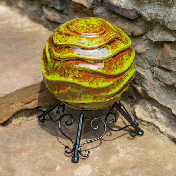 Set of 3 Assorted Porcelain Gazing Globes with Metal Stands