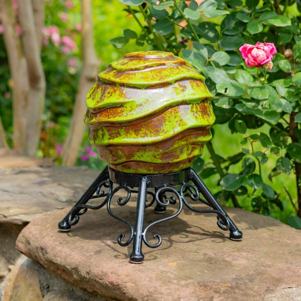 Set of 3 Assorted Porcelain Gazing Globes with Metal Stands