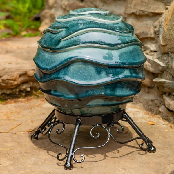 Set of 3 Assorted Porcelain Gazing Globes with Metal Stands