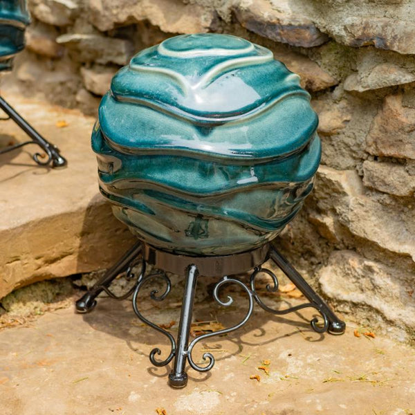 Set of 3 Assorted Porcelain Gazing Globes with Metal Stands