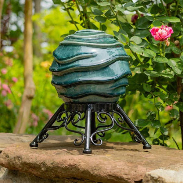 Set of 3 Assorted Porcelain Gazing Globes with Metal Stands