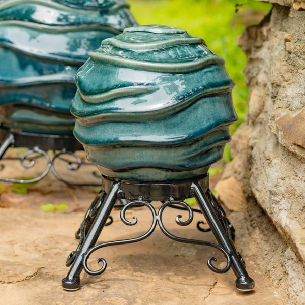 Set of 3 Assorted Porcelain Gazing Globes with Metal Stands