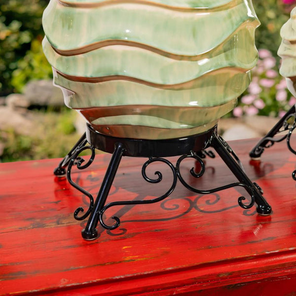 Set of 3 Assorted Porcelain Gazing Globes with Metal Stands