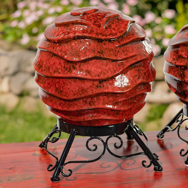 Set of 3 Assorted Porcelain Gazing Globes with Metal Stands