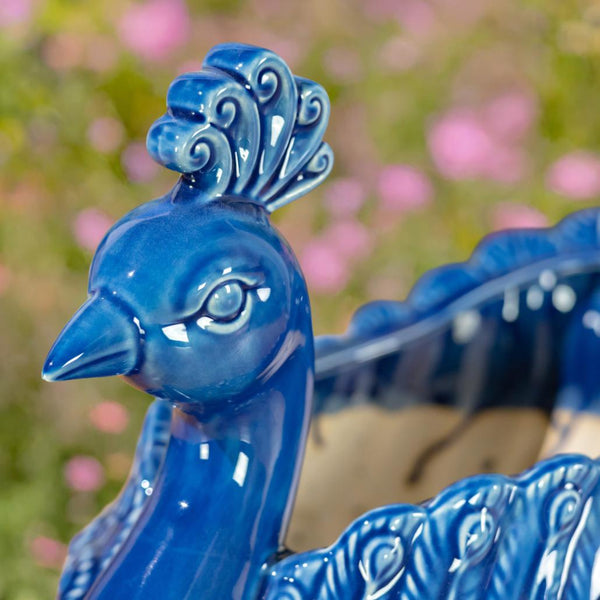 Hand Painted Ceramic Peacock Bird Planter Pot "Koni"