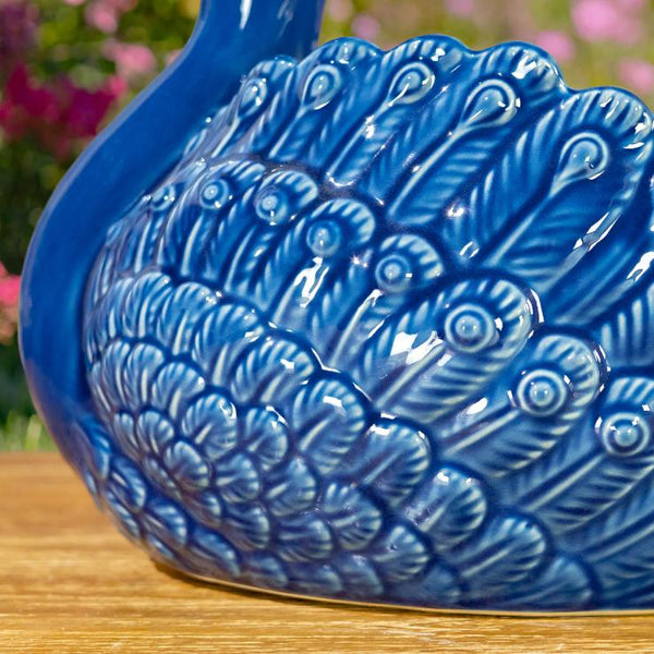 Hand Painted Ceramic Peacock Bird Planter Pot "Koni"