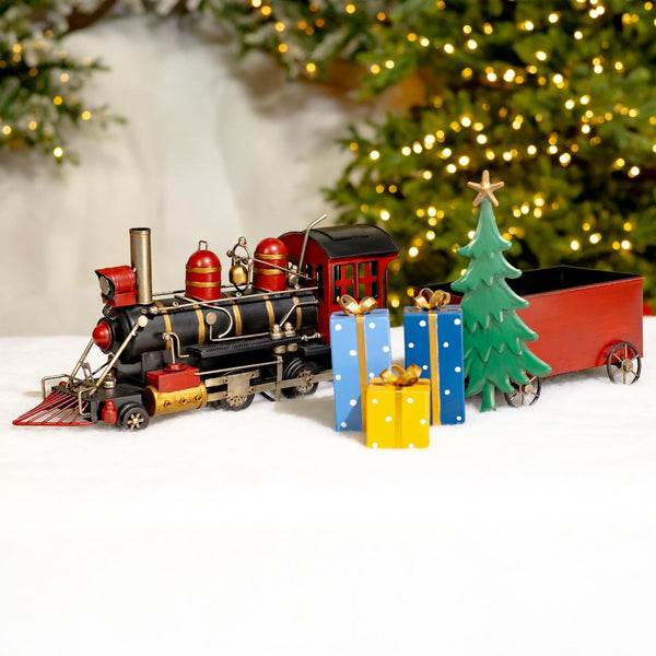 26" Long Christmas Locomotive Train Decoration with Cart & Gifts