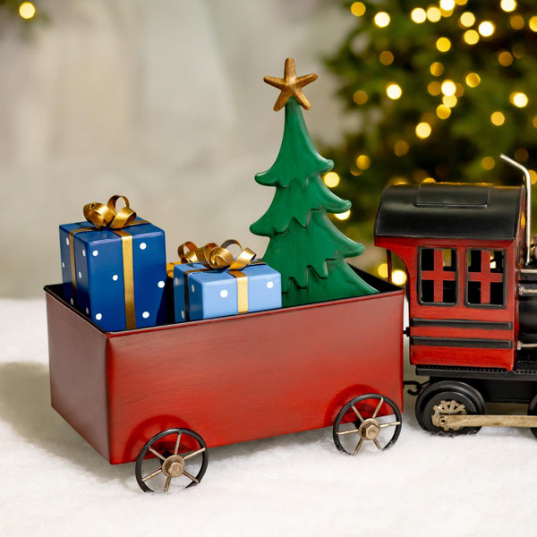 26" Long Christmas Locomotive Train Decoration with Cart & Gifts