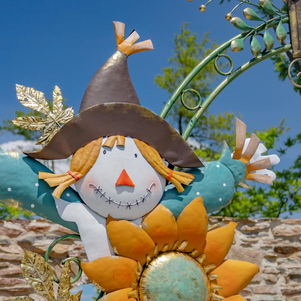 Large Thanksgiving Harvest Arch with Scarecrow, Sunflower, & Pumpkin Pillars