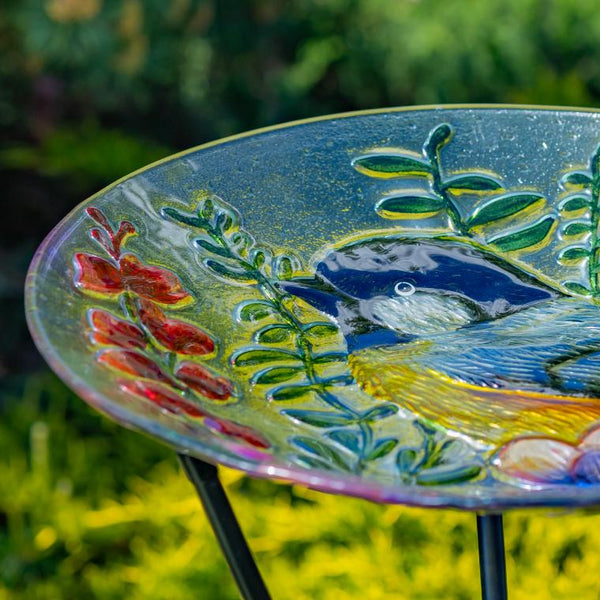 18" Glass Bowl Birdbaths With Metal Stand