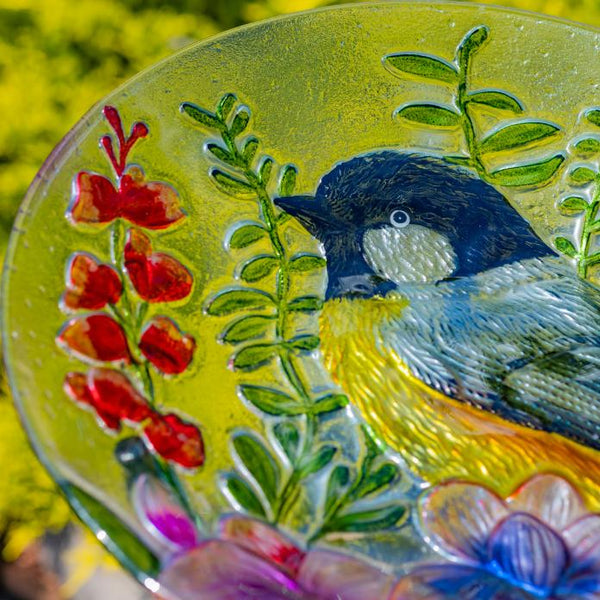 18" Glass Bowl Birdbaths With Metal Stand