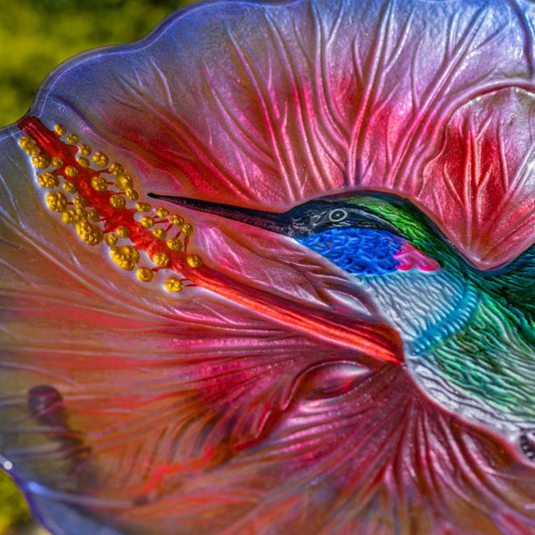 18" Glass Bowl Birdbaths With Metal Stand